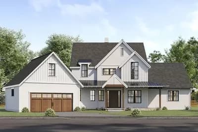 Modern Farmhouse Plan with Angled 2-Car Garage