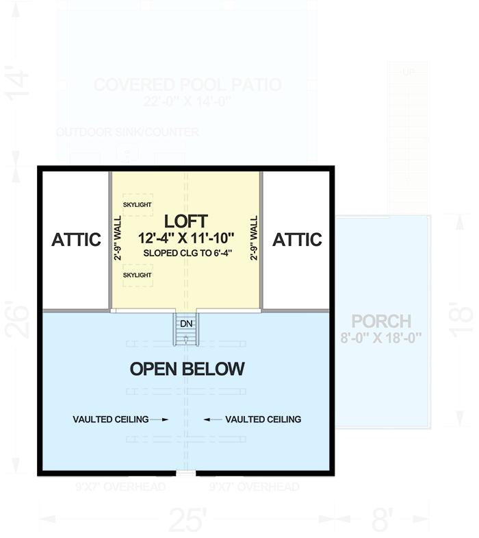 Plan 765046TWN: 650 Square Foot Garage Apartment with Patio in Back and Second Story Porch - Floor Plan - 3rd Floor - Carriage, Cottage, Country, Vacation