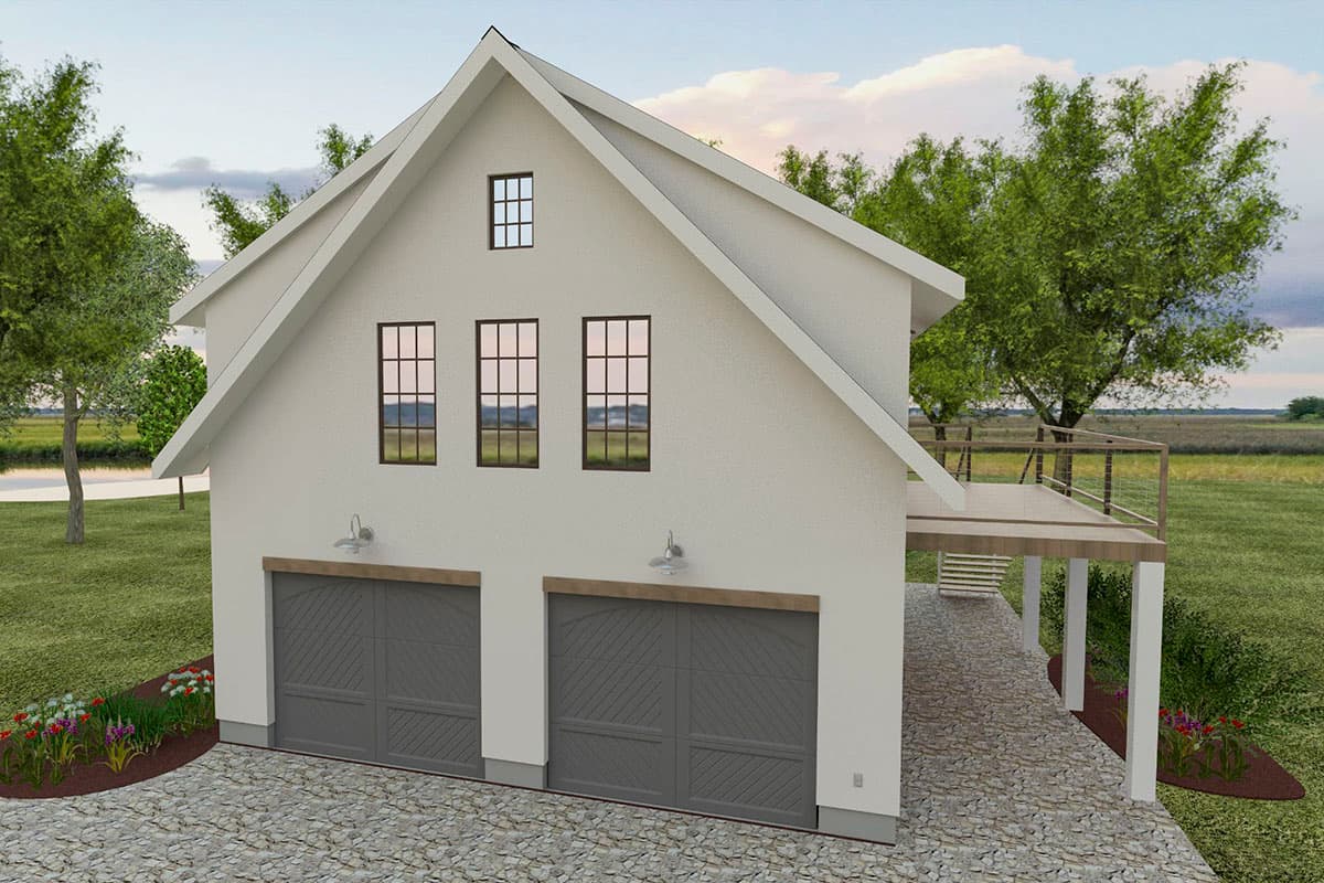 Plan 765046TWN: 650 Square Foot Garage Apartment with Patio in Back and Second Story Porch - Image #4 - Carriage, Cottage, Country, Vacation