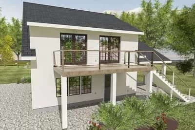 650 Square Foot Garage Apartment with Patio in Back and Second Story Porch