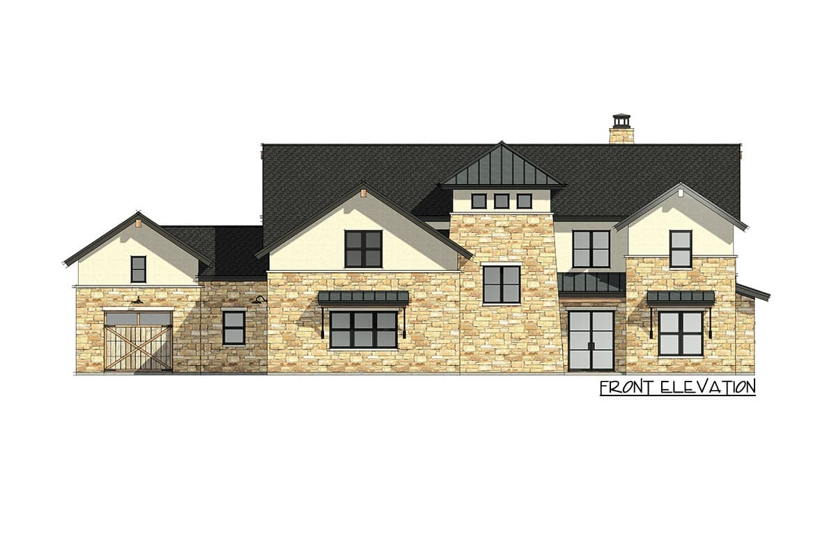 Plan 818029JSS: Modern Hill Country Home Plan with Split 3-Car Garage and 2-Story Great Room - Image #11 - European, French Country, Hill Country, Rustic