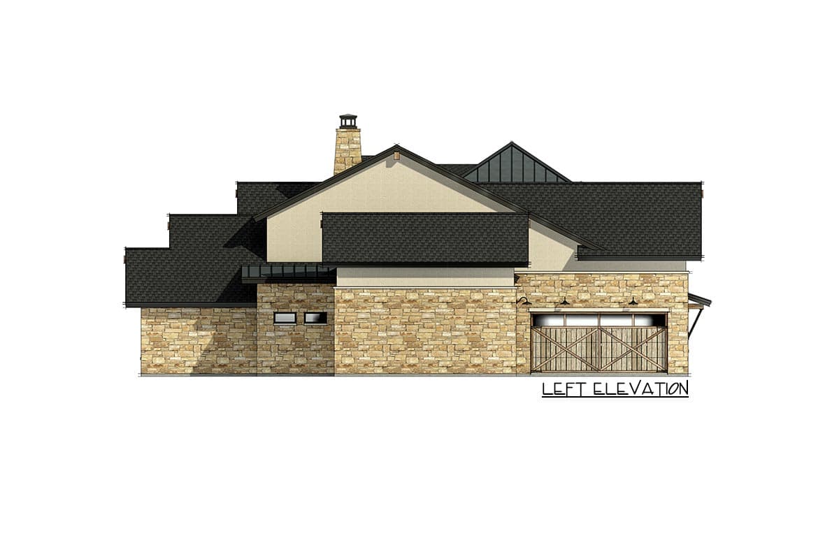 Plan 818029JSS: Modern Hill Country Home Plan with Split 3-Car Garage and 2-Story Great Room - Image #12 - European, French Country, Hill Country, Rustic