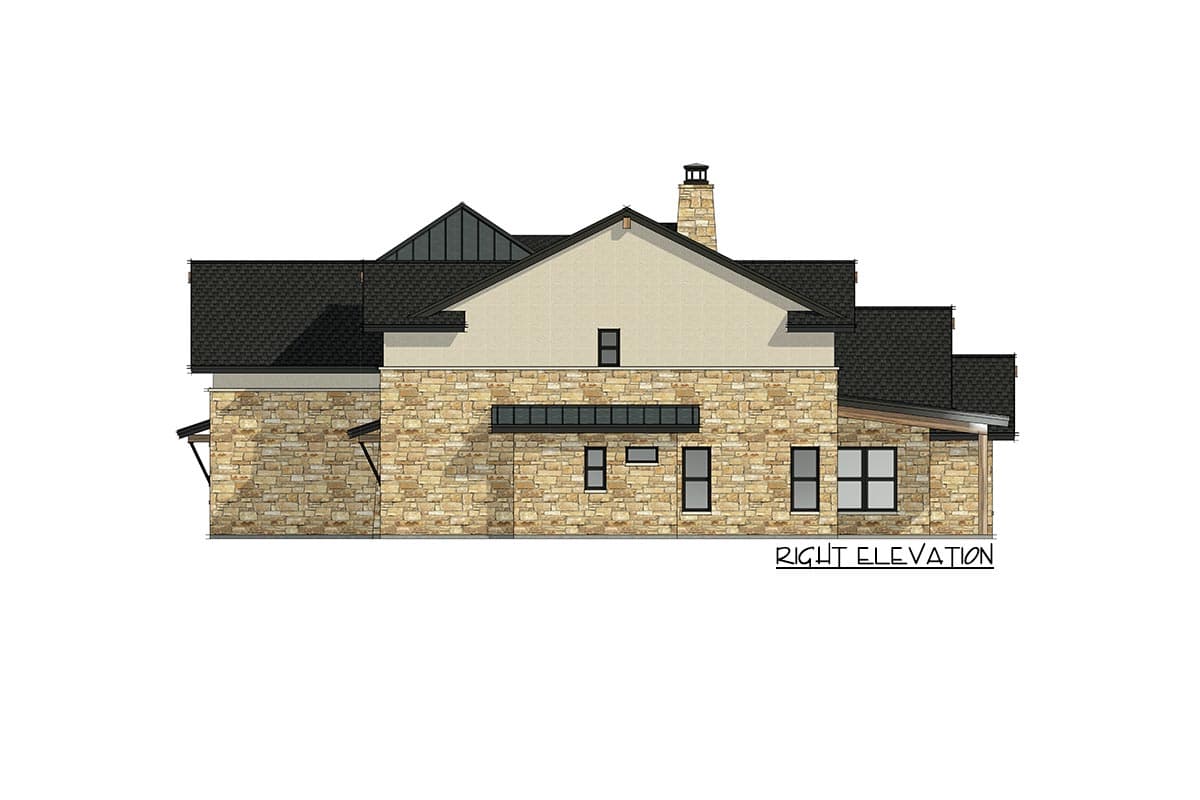 Plan 818029JSS: Modern Hill Country Home Plan with Split 3-Car Garage and 2-Story Great Room - Image #14 - European, French Country, Hill Country, Rustic