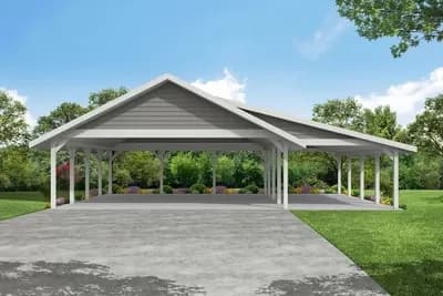 Traditional 4-Car Carport with Additional Storage Area