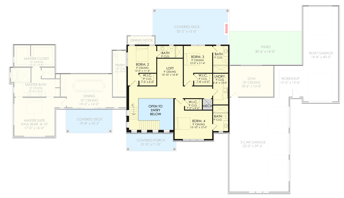 Plan 490079NAH: New American Home Plan with False Chimney and a Home Office - 4813 Sq Ft - Floor Plan - 2nd Floor - Country, Farmhouse, Modern Farmhouse, New American