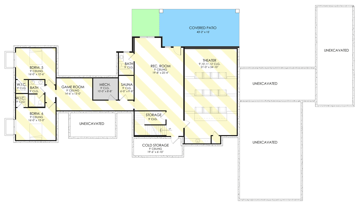 Plan 490079NAH: New American Home Plan with False Chimney and a Home Office - 4813 Sq Ft - Floor Plan - Optionally Finished Walkout Foundation - Country, Farmhouse, Modern Farmhouse, New American