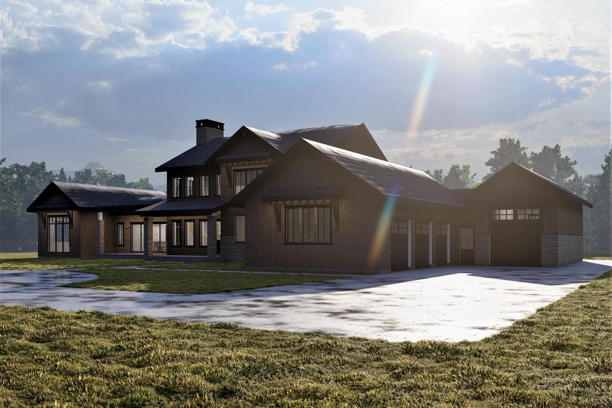 Plan 490079NAH: New American Home Plan with False Chimney and a Home Office - 4813 Sq Ft - Image #4 - Country, Farmhouse, Modern Farmhouse, New American