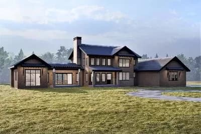 New American Home Plan with False Chimney and a Home Office - 4813 Sq Ft