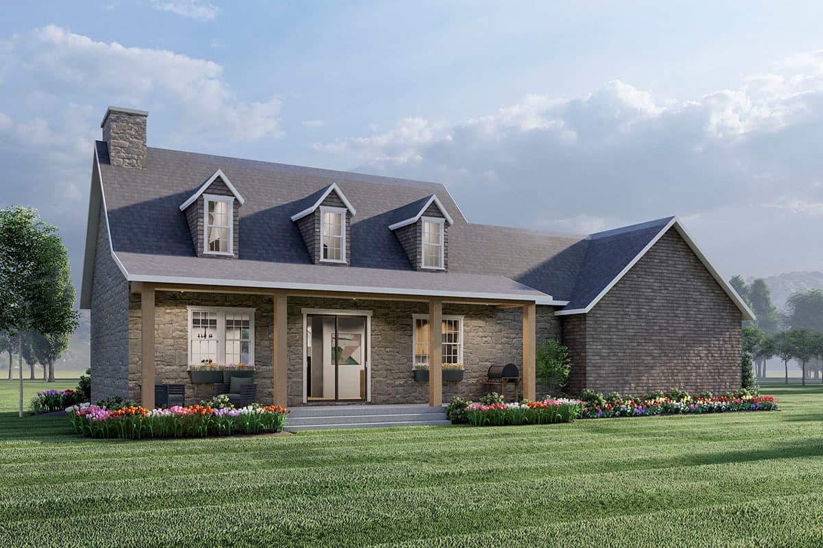 Plan 490082NAH: 2-Story 1800 Square Foot Colonial House Plan with Home Office - Image #5 - Colonial, Country, Traditional