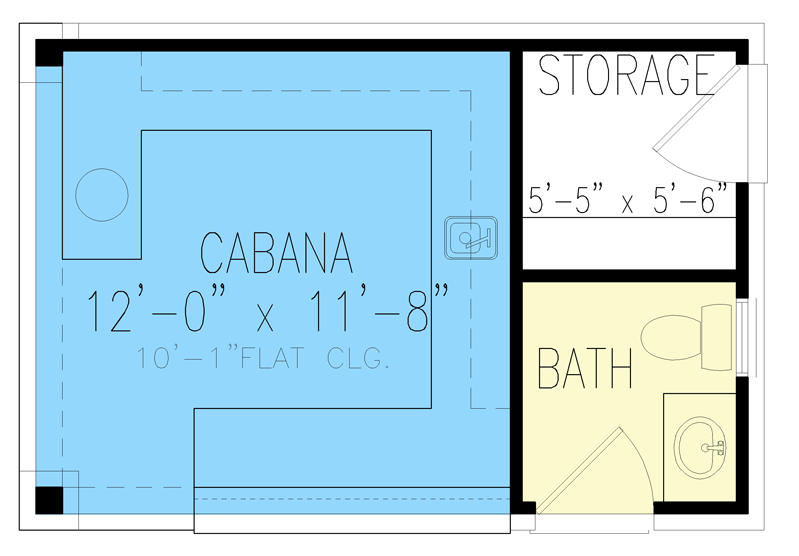 Plan 25789GE: Pool House with Cabana and Half Bath - Floor Plan - Main Level - Country, Craftsman, New American