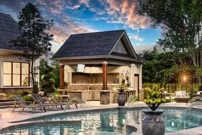 Pool House with Cabana and Half Bath