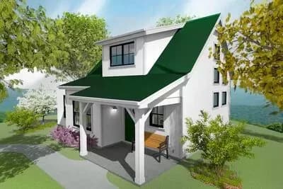 800 Square Foot ADU Country Home Plan with 3 Beds
