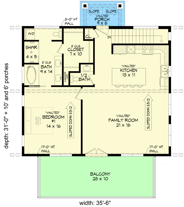 Plan 680042VR: Contemporary Mountain View Home Plan with 17' Ceilings in Back - Floor Plan - Main Level - Contemporary, Mountain