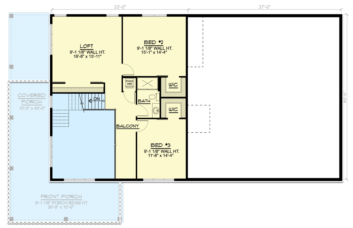 Plan 135200GRA: 2300 Square Foot Barndominium House Plan with Wraparound Porch - Floor Plan - 2nd Floor - Barndominium, Country, New American, Rustic, Vacation