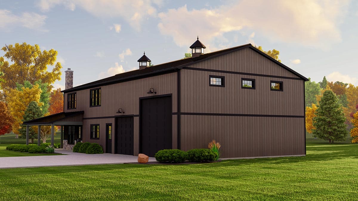 Plan 135200GRA: 2300 Square Foot Barndominium House Plan with Wraparound Porch - Image #4 - Barndominium, Country, New American, Rustic, Vacation