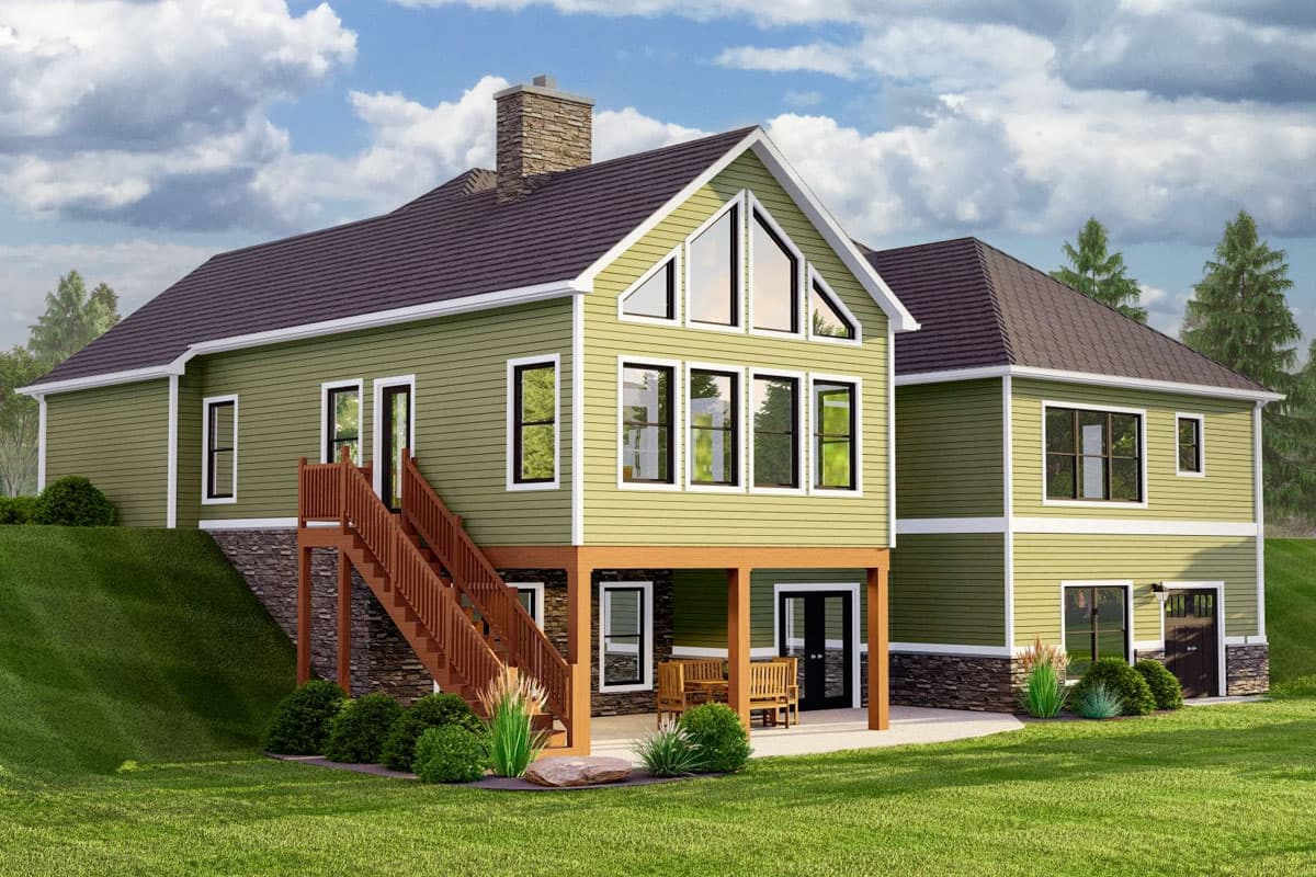 Plan 135201GRA: 1800 Square Foot Split Bedroom House Plan with Outdoor Fireplace - Image #4 - Country, Craftsman, New American, Ranch, Rustic