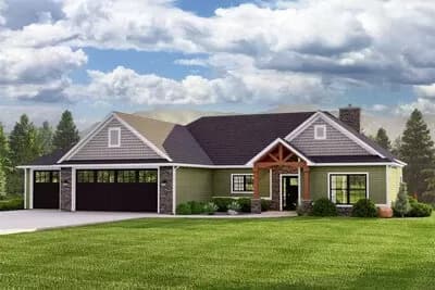 1800 Square Foot Split Bedroom House Plan with Outdoor Fireplace