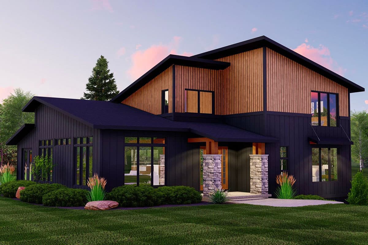 Plan 135204GRA: 2200 Square Foot 3-Bed Modern Home Plan with 2-Car Garage - Image #8 - Contemporary, Mid Century Modern, Modern, Mountain, Northwest