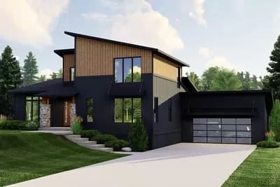 2200 Square Foot 3-Bed Modern Home Plan with 2-Car Garage