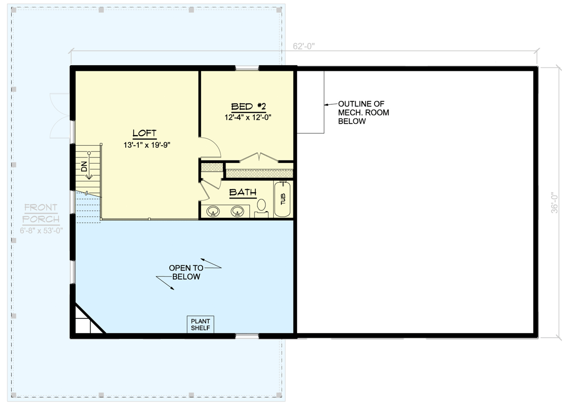 Plan 135205GRA: 1600 Square Foot Barndominium-Style House Plan with 2-Car Side-Entry Garage - Floor Plan - 2nd Floor - Barndominium, Country, Rustic, Traditional
