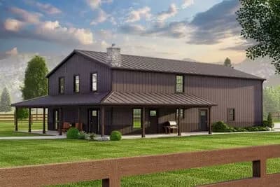 1600 Square Foot Barndominium-Style House Plan with 2-Car Side-Entry Garage