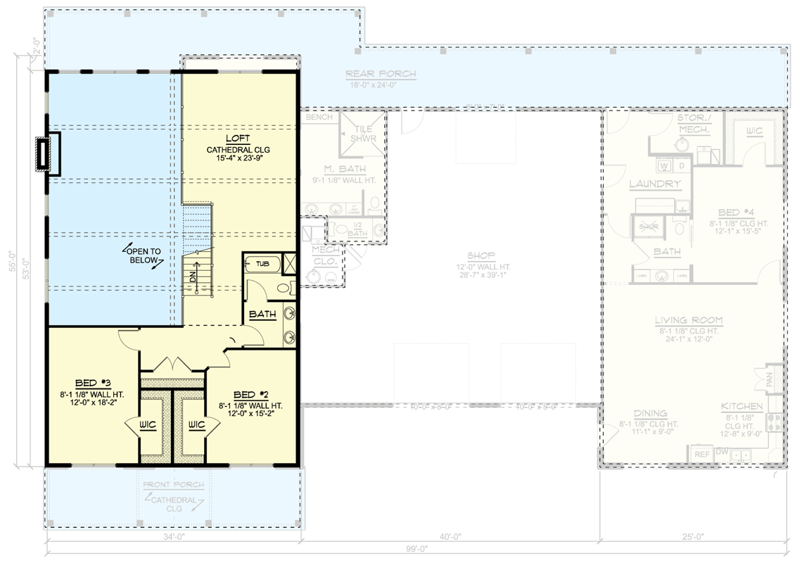 Plan 135207GRA: Multi-Generational Barndo-Style House Plan with Massive Connecting Garage Shop - 4314 Sq Ft - Floor Plan - 2nd Floor - Barndominium, Country, Mountain, New American, Rustic, Traditional