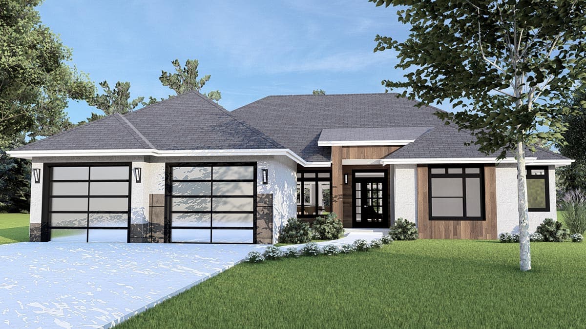 Plan 744501ABR: 2000 Square Foot Contemporary Ranch Home Plan with Flex Room - Image #5 - Contemporary, Craftsman, New American, Ranch