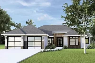 2000 Square Foot Contemporary Ranch Home Plan with Flex Room