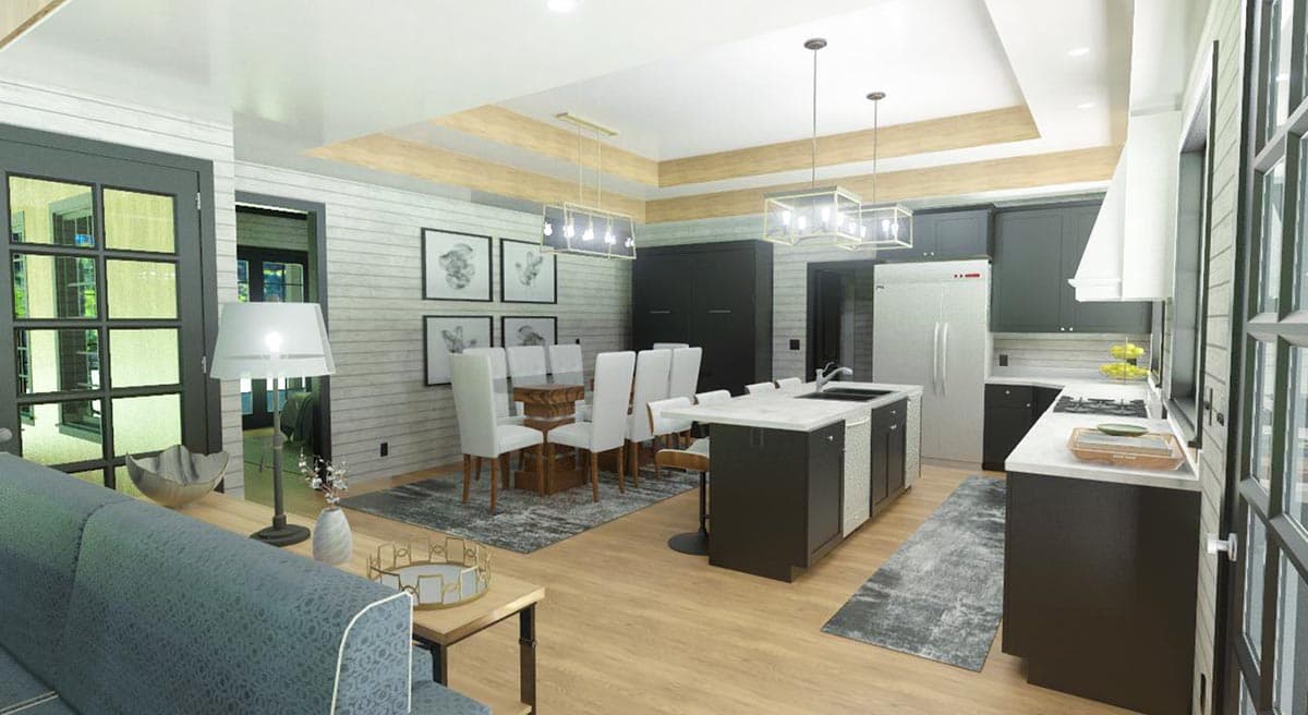 Plan 744502ABR: One Bed Modern Mountain Cabin Under 1300 Square Feet with Wraparound Porch - Image #6 - Cabin, Cottage, Country, Craftsman, Mountain, New American, Ranch, Rustic
