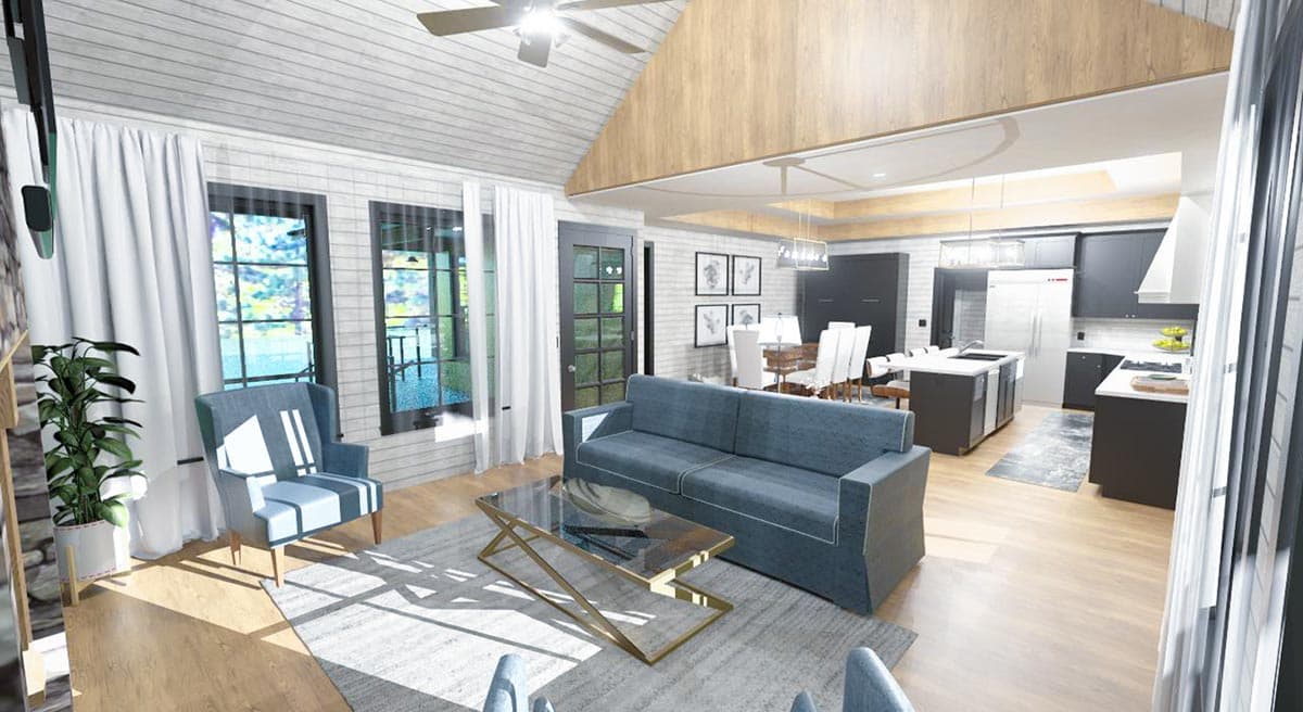 Plan 744502ABR: One Bed Modern Mountain Cabin Under 1300 Square Feet with Wraparound Porch - Image #8 - Cabin, Cottage, Country, Craftsman, Mountain, New American, Ranch, Rustic