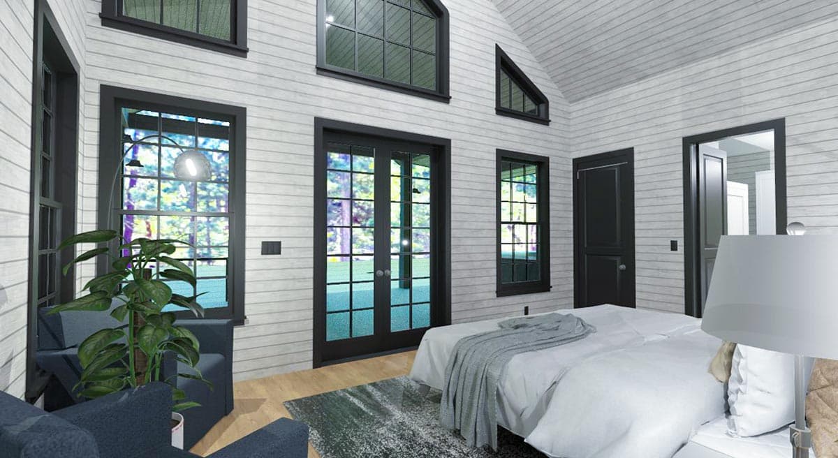 Plan 744502ABR: One Bed Modern Mountain Cabin Under 1300 Square Feet with Wraparound Porch - Image #11 - Cabin, Cottage, Country, Craftsman, Mountain, New American, Ranch, Rustic