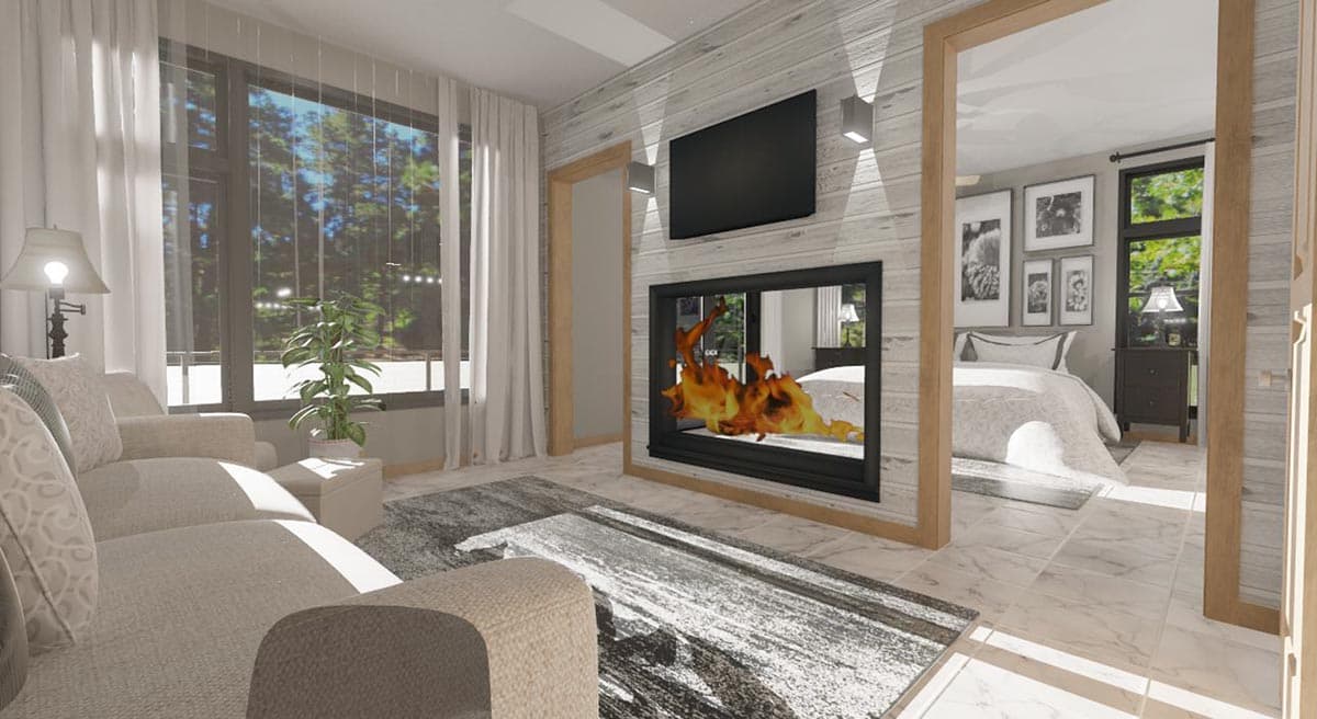 Plan 744503ABR: 4-Bed Modern Transitional with Outdoor Fireplace and Two Master Suites - Image #9 - Contemporary, Craftsman, Modern, Ranch, Transitional