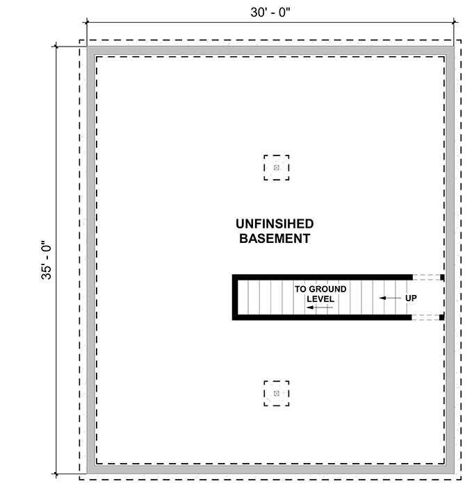 Plan 420082WNT: 1000 Square Foot 2 Bedroom Craftsman House Plan - Floor Plan - Unfinished Basement - Cottage, Craftsman, New American, Rustic