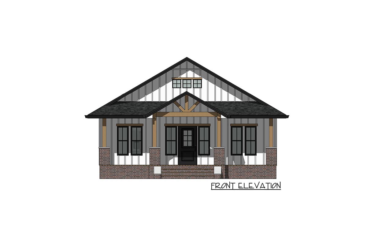 Plan 420082WNT: 1000 Square Foot 2 Bedroom Craftsman House Plan - Image #4 - Cottage, Craftsman, New American, Rustic
