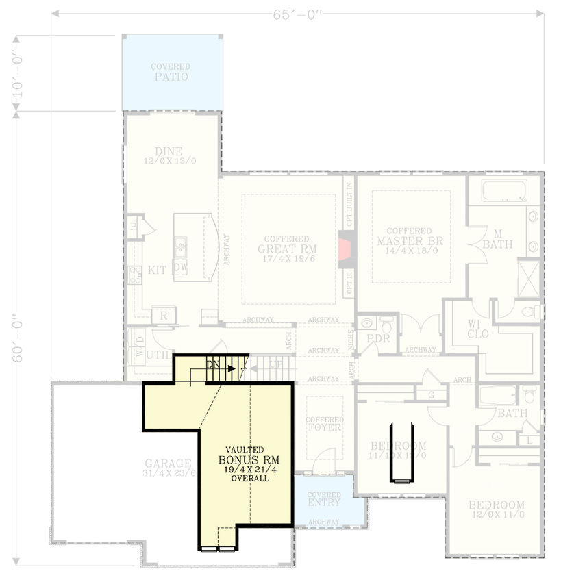Plan 28022J: 2500 Square Foot New American House Plan with Finished Bonus Above Garage - Floor Plan - 2nd Floor - Country, Craftsman, New American, Ranch