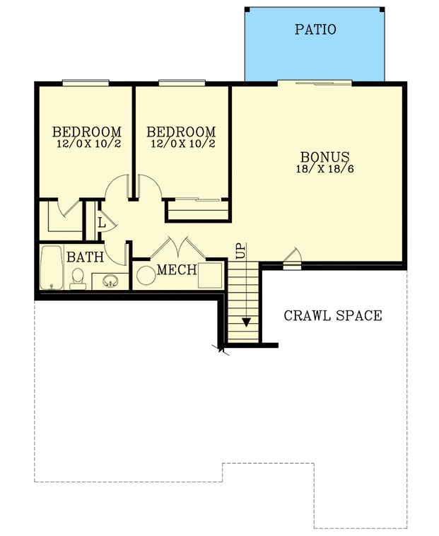 Plan 28026J: 3 Bed Bungalow Under 2200 Square Feet on a Finished Walkout Basement - Floor Plan - Lower Level - Cottage, Country, Traditional