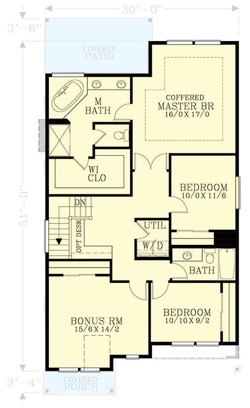 Plan 28030J: New American Craftsman Plan with Study and Island Kitchen - Floor Plan - 2nd Floor - Craftsman, Northwest, Traditional