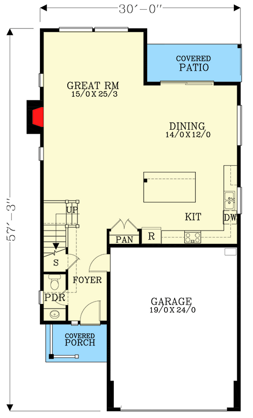 Plan 28033J: New American 2-Story Home Plan Open Main Level - Floor Plan - Main Level - Craftsman, New American, Northwest