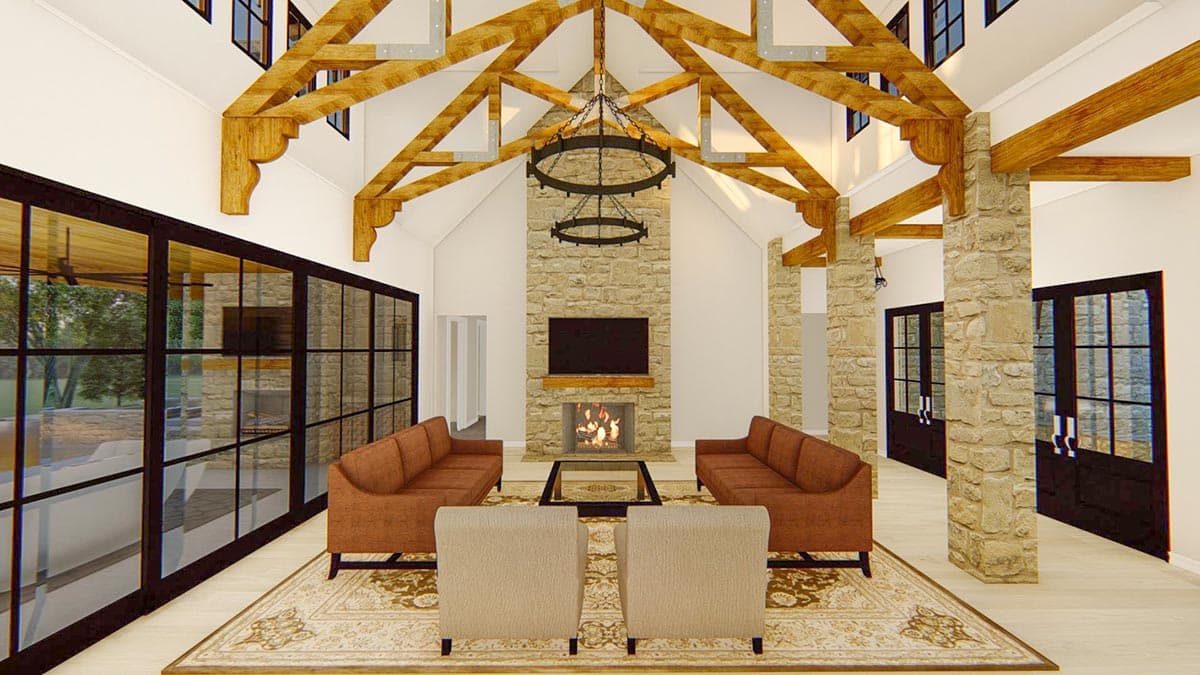 Plan 915055CHP: 4-Bed Hill Country House Plan with 4-Car Motor Court and Large Covered Outdoor Living Space - Image #4 - Country, Craftsman, Farmhouse, Hill Country, Modern Farmhouse, Mountain, New American, Transitional