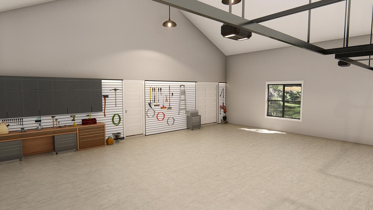 Plan 25429TF: 2600 Square Foot Modern Ranch Barndominium Plan with 14 Foot Ceilings in Open Living Area - Image #31 - Barndominium, Country, New American, Ranch, Rustic, Traditional