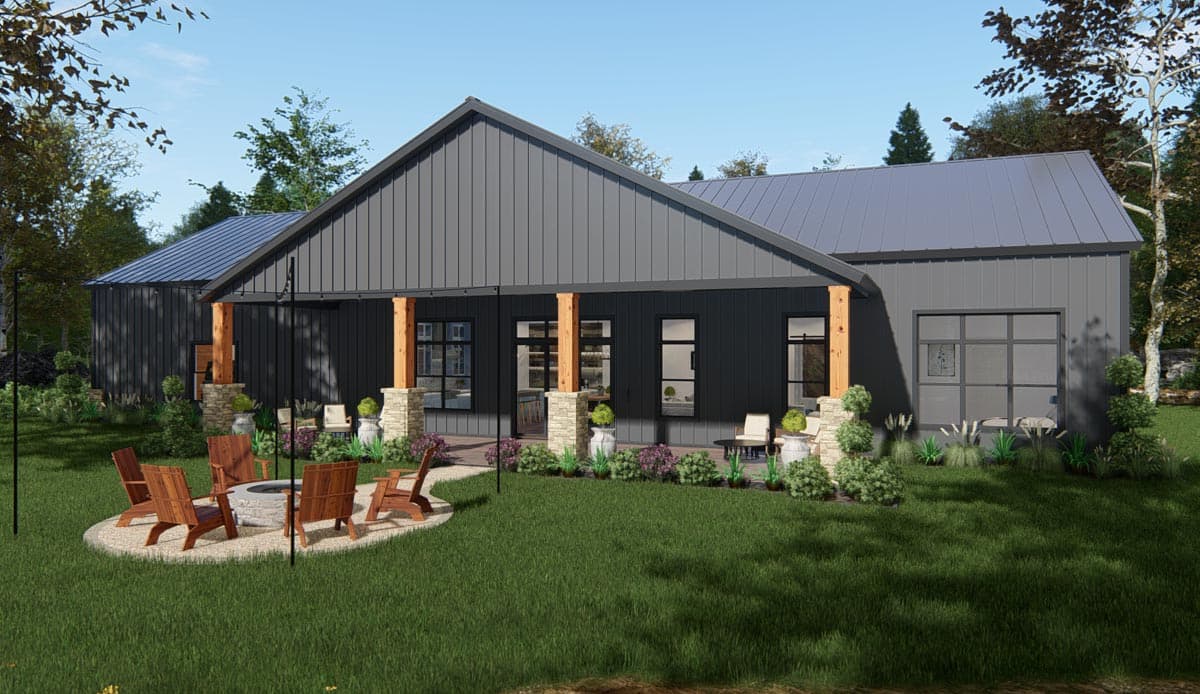 Plan 25429TF: 2600 Square Foot Modern Ranch Barndominium Plan with 14 Foot Ceilings in Open Living Area - Image #9 - Barndominium, Country, New American, Ranch, Rustic, Traditional