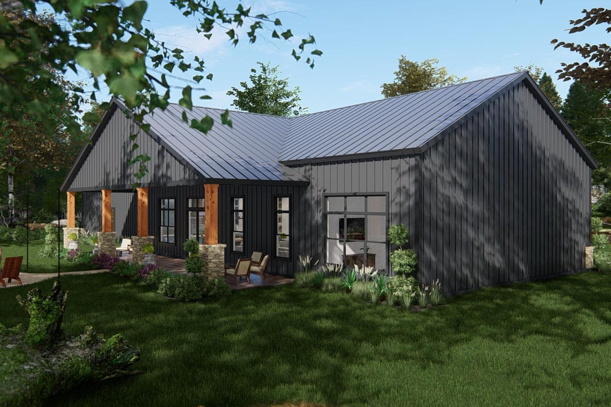 Plan 25429TF: 2600 Square Foot Modern Ranch Barndominium Plan with 14 Foot Ceilings in Open Living Area - Image #10 - Barndominium, Country, New American, Ranch, Rustic, Traditional