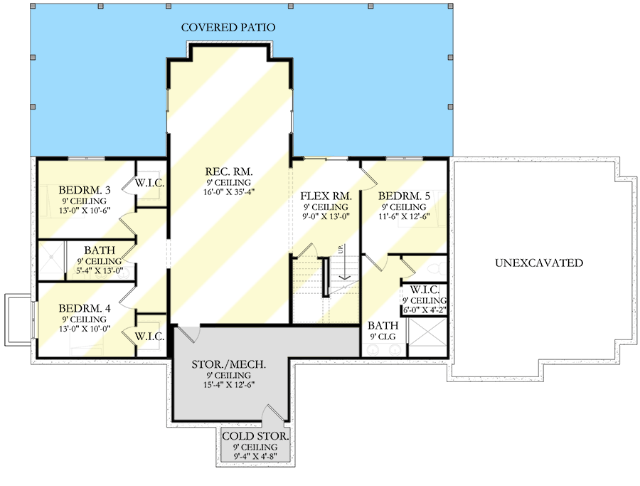 Plan 490086NAH: One Story 2000 Square Foot Contemporary French Country Home Plan with Lower Level Expansion - Floor Plan - Walkout Basement Option - European, French Country, New American, Ranch, Southern, Traditional
