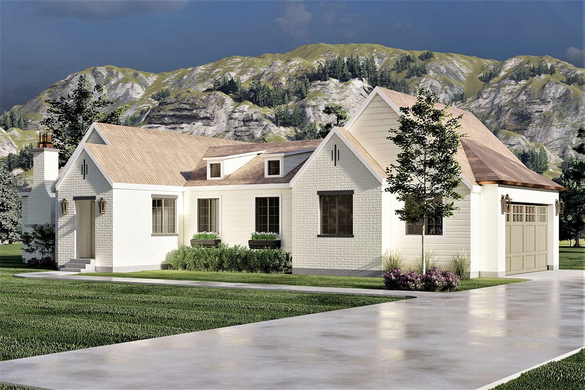 Plan 490086NAH: One Story 2000 Square Foot Contemporary French Country Home Plan with Lower Level Expansion - Image #5 - European, French Country, New American, Ranch, Southern, Traditional