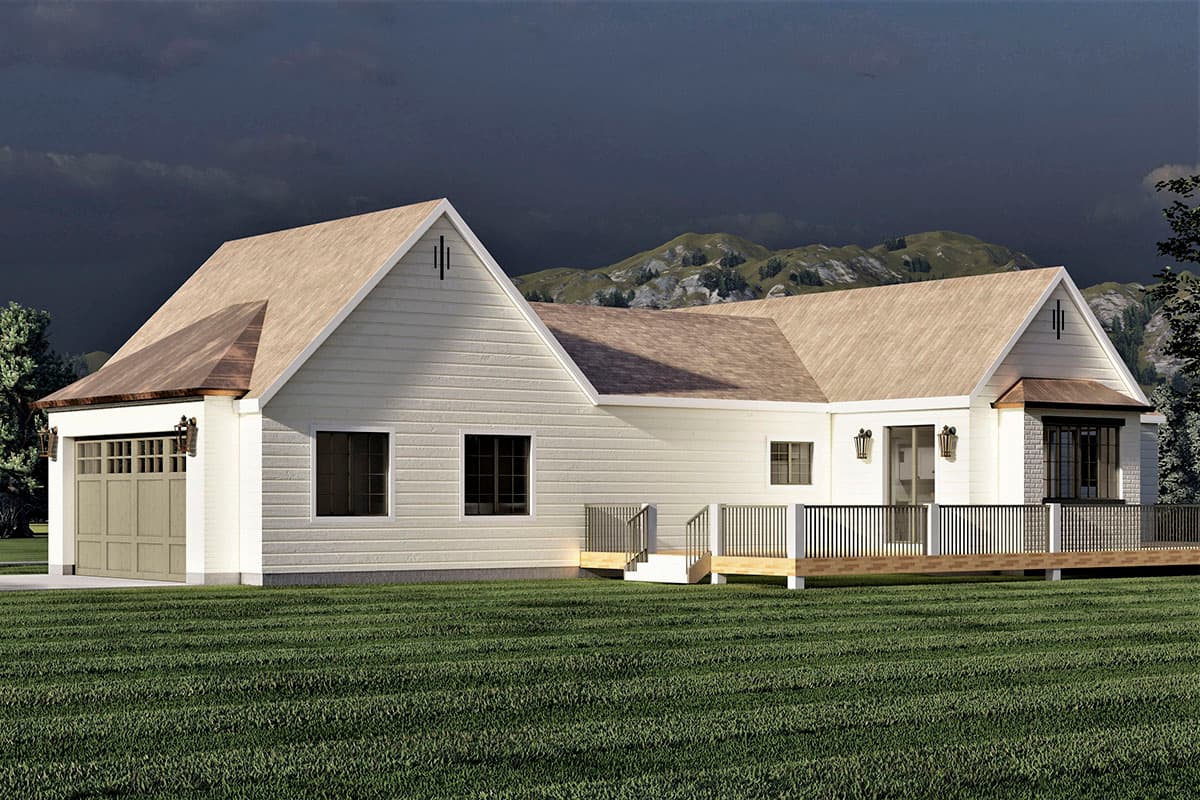 Plan 490086NAH: One Story 2000 Square Foot Contemporary French Country Home Plan with Lower Level Expansion - Image #4 - European, French Country, New American, Ranch, Southern, Traditional