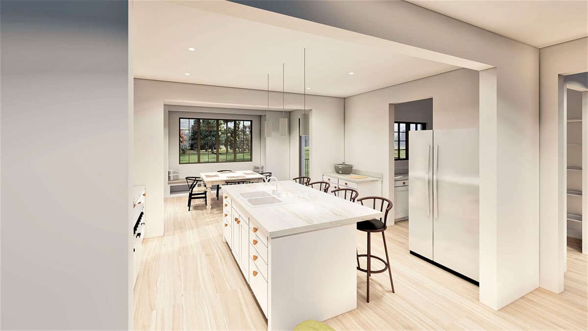 Plan 490086NAH: One Story 2000 Square Foot Contemporary French Country Home Plan with Lower Level Expansion - Image #7 - European, French Country, New American, Ranch, Southern, Traditional