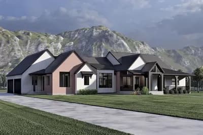 3000 Square Foot New American Farmhouse with Vaulted Master Suite and Home Office