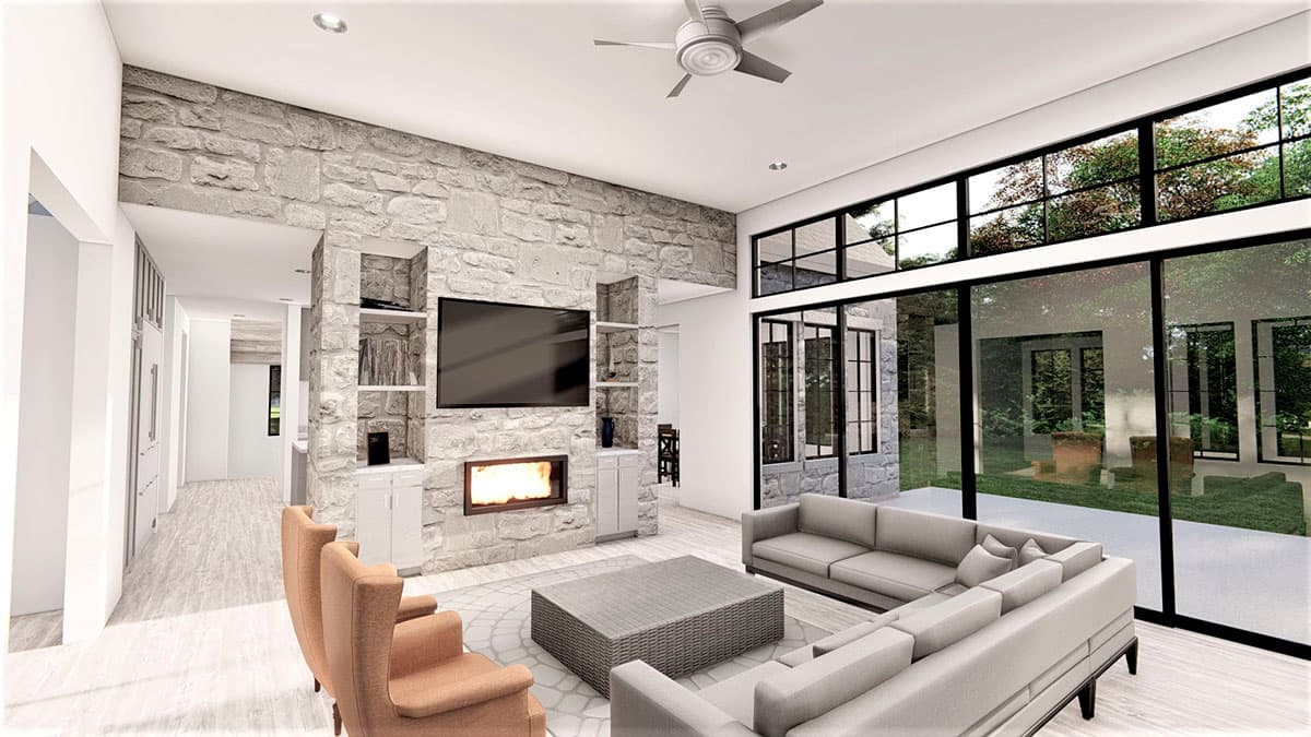 Plan 490090NAH: 3,000 Square Foot Transitional French Country House Plan with 3-Car Garage - Image #7 - Contemporary, European, French Country, Transitional