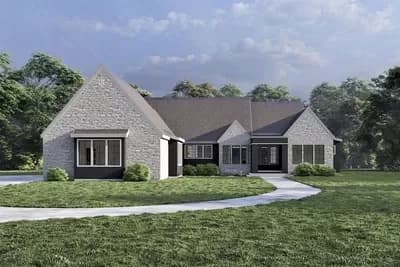 3,000 Square Foot Transitional French Country House Plan with 3-Car Garage