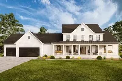 2-Story Modern Farmhouse Under 3000 Square Feet with Expansive Front Porch